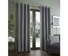 Catherine Lansfield Gamuza sintÃ©tica con Forro Cortinas con Ojales, PoliÃ©ster, Gris, 168cm x 229cm