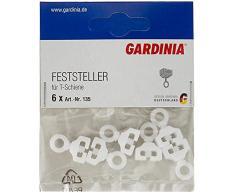 GARDINIA Topes para rieles en T, 8 mm, fija la tela en la posición deseada, tope para rieles de cortina, plástico, blanco, 6 unidades