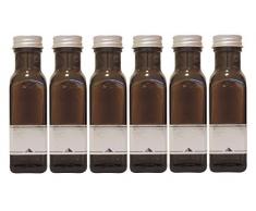 Viva-Haushaltswaren Gabriele Hesse e.K. Botella de aceite de 100 ml, juego de 6 botellas de cristal verde-marrÃ³n para rellenar, incluye 6 etiquetas