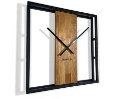 Reloj de Pared Grande Cuadrado Loft Square, Metal, 3D, 50 cm de diÃ¡metro, Color Negro