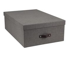 Bigso Box of Sweden Juego de 3 cajas multiusos para el dormitorio, el cuarto infantil, el despacho o el baño â Cajas con tapa â Cajas apilables con aspecto de lino â gris