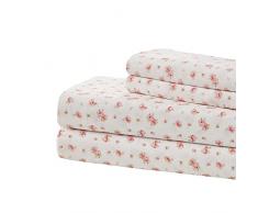 Modern Threads Estampadas Suave-Sábanas de Microfibra lujosas Juego Rosas, poliéster, Crema, Cama Individual
