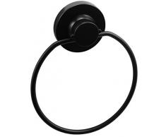 Cornat T3402551 T3402551-Toallero 3 en 1 (3 Opciones de fijaciÃ³n Diferentes con Ventosa, Almohadilla Adhesiva y taladrada), Color, Negro (Mate)