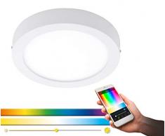 EGLO Lámpara LED de techo de Connect Fueva-C, Smart Home, material: metal fundido, plástico, color: blanco, diámetro: 30 cm, regulable, tonos blancos y colores ajustables, lámpara de pared