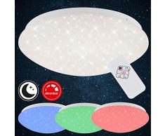 Briloner Leuchten - Lámpara LED de techo con mando a distancia, cambio de color, función de luz nocturna, intensidad regulable, metal, 10 W, color blanco