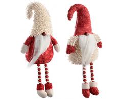 WeRChristmas Santa Sentado decoración de Navidad Gonks con Patas de Cuentas, 38 cm, Color Rojo/Blanco, Juego de 2