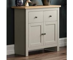 Vida Designs Aparador Arlington con 2 cajones y 2 Puertas, Madera de ingenierÃ­a, Gris y Roble, H 80 x W 79 x D 35 Cm