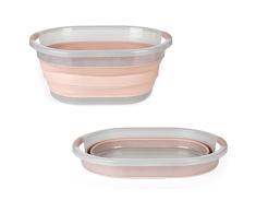 Beldray LA084316PNK Cesta para la colada plegable, cesta resistente con diseño ovalado y resistente, asas de plástico duraderas, 37 L capacidad, ligera, Para LavanderÃa, Ropa Y Almacenamiento, Rosa