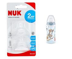 NUK First Choice Juego de 2 boquillas, 6 a 18 meses & Active Cup Vaso para aprender a beber,para niños de 12 meses o más,clip y tapa para viaje,300 ml, sin bisfenol Aï¼1 Unidad(Paquete de 1)