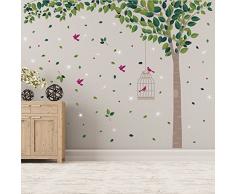 Wallflexi Pegatinas de Pared con Cristales de Swarovski y Verde árbol murales Adhesivos Decoración del hogar Sala de Estar Nursery Restaurante Cafe Oficina decoración