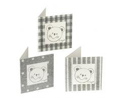 Mopec Tarjeta librito de un Osito en Color Gris Surtido en 3 Estampados Diferentes, Pack de 102 Unidades, Cartulina, 0.02x4.00x8.00 cm