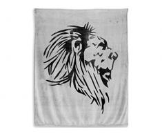 Soleil docre 512385 Manta Extra Suave 130x150 cm Lion Negro y Gris
