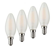 Müller-Licht – 400192 a + +, 7er Juego de Retro de bombilla LED Forma de Vela, equivalente a 40 W, cristal, E14, color blanco, 3.5 x 3.5 x 9.8 cm