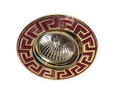 Gumarcris 2572GO - Foco empotrable metálico con fondo granate y relieve, color oro