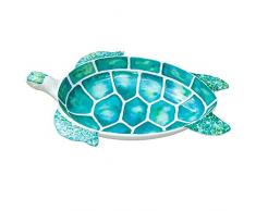 Les Jardins de la Comtesse - Gran Plato de Servicio o Ensaladera Tortuga Tropical Azul - Melamina Pura - Marina - Turquesa/Blanco - Ensaladera Grande de la Colección Vajilla Irrompible MelARTmine