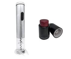 Vin Bouquet Vinbouquet - Sacacorchos ElÃ©ctrico, Plata + Fit 003 - TapÃ³n De VacÃ­o Vino, ConservaciÃ³n Vino