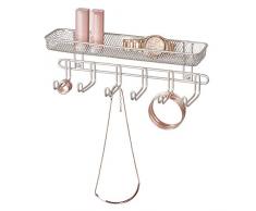 InterDesign - Classico - Moderno organizador de bijouterie, guarda anillos, aros, pulseras, collares - de pared, 27,9 cm , color satinado