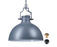 Relaxdays Lã¡Mpara Techo Redonda Grande Industrial Lámpara, 40 W, Gris, 155 x 40.5 x 40.5 cm