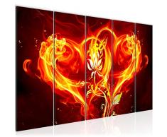 102255a - Cuadro de pared (200 x 80 cm, lienzo de fieltro, tamaño XXL, fabricado en Alemania, listo para colgar), diseño de corazón y flores