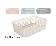 CM 111908 Cesta Plastico Ratan, Rectangar, Multicolor, 15.2 x 19.5 x 18.7