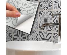 WALPLUS Azulejo Vinilo Adhesivo Estampado Losetas Adhesivas Pared Cocina Decoracion Protector No Tóxicos Fácilmente ExtraÃble Novi Gris Claro Cemento Azulejo 24pcs 15cm(6)