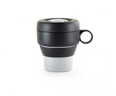 Lékué - Mug To Go, Taza plegable reutilizable, 100% hermética, 350 ml, Polipropileno, Gris