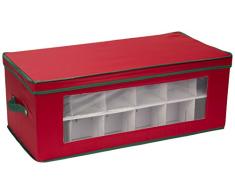 Household Essentials 551RED - Caja de almacenamiento grande para árbol de Navidad (capacidad para 36 adornos navideños)