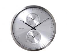 Karlsson Multiple Reloj de Pared Multiople Time, Aluminium, Aluminio Pulido, 50x50x5.5 cm