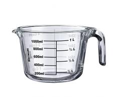 Westmark 30632260 - Jarra medidora (1 L, apta para horno, microondas, congelador, vidrio de borosilicato), color transparente y negro