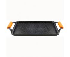 WECOOK! - Bandeja Asadora de Aluminio Fundido ECOCHEF 43x25cm, Antiadherente con Titanium Ecológico sin PFOA, Apta todo tipo de cocinas, Inducción y Horno, Asas de Silicona, Plancha de Asar, Grill
