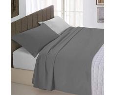 Datex Juego De Sábanas Gris/Gris Oscuro para Cama de 90 cm (150 x 300 cm + 52 x 82 cm)