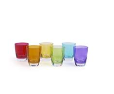 Excelsa Happy Colour Juego de 6 Vasos, Vidrio, Multicolor