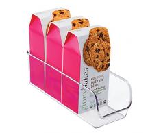 iDesign Caja transparente apilable, organizador de cocina pequeño de plástico, caja organizadora sin tapa para los armarios o el frigorÃfico, transparente