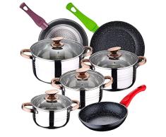 Bateria de cocina 8 piezas SAN IGNACIO Nona, acero inoxidable, con juego sartenes (18/22/26 cm) SAN IGNACIO Jolie de aluminio forjado