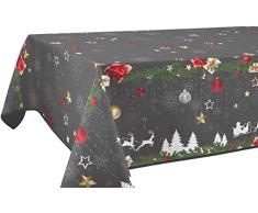Le linge de Jules Mantel Antimanchas Navidad Gris - Rectángulo 150 x 240 cm