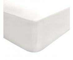 Sleepdown Sábana Bajera Ajustable de 68 púas, Color Blanco Juego de Ropa de Cama, Polialgodón 52% poliéster 48% algodón, Matrimonio