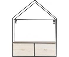 Pt, PT2853BK - EstanterÃa de pared con 2 cajones, madera, color beige, 43 x 11,5 x 34 cm, color negro