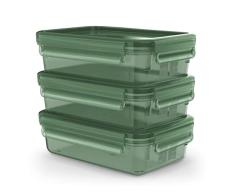 Emsa Clip&Close Eco - Set 3 Recipientes HermÃ©ticos PlÃ¡stico Rectangular 0,8L, higiÃ©nico, no olores ni sabores, certificaciÃ³n oficial ISCC, 85% polipropileno eco, apto lavavajillas, hecho en Alemania