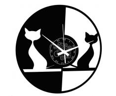 Instant Karma Clocks Reloj de Pared de Vinilo, diseÃ±o de Dos Gatos, Negro