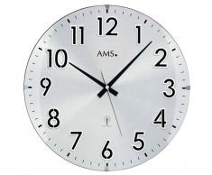 AMS Unisex Relojes de Pared Analog Radio Mineral Cristal Plata 5973