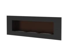 KRATKI Delta 3 Chimenea Interior de bioetanol para Montaje en Pared o instalación empotrada l Bicontainer 0,6 l, Certificado TÃV Acero, 40 x 120 cm, Negro