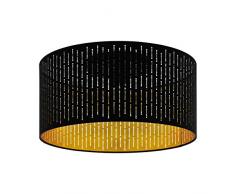EGLO Lámpara de techo Varillas, 1 lámpara de techo moderna para salón, de acero y textil en negro, dorado, lámpara de cocina, lámpara de pasillo con casquillo E27