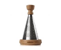 Boska Rallador Oslo con mango de roble - Tres caras distintos - Quesos semiduro a duro - MarrÃ³n y plata - 27 cm