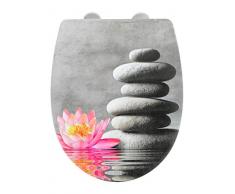 WENKO Asiento de inodoro Â«Water LilyÂ», superficie estructurada, tapa del inodoro con dispositivo automÃ¡tico de descenso, de termoplÃ¡stico a prueba de rotura, 36,5 x 45 cm, de colores diferentes