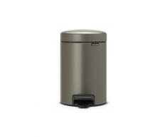Brabantia Cubo de Basura con Pedal, Acero Inoxidable, Platinum, 3 l
