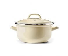 BK Indigo Dutch Oven Olla Redonda de acero esmaltado holandÃ©s con tapa, 26 cm/5.2 litros, apta para inducciÃ³n, horno y lavavajillas, color crema
