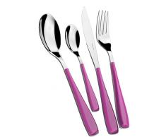 Bugatti Cubertería 24 Piezas Acero Inoxidable 18/10 (de) Glamour Iris Moderna Fuchsia, Seis Espacios