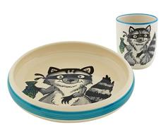 KUHN RIKON Set infantil de mapache de cerÃ¡mica, 1 plato, 1 taza y 1 taza de cerÃ¡mica
