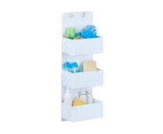 Relaxdays 10022543_49 Cesta Colgante Organizadora para Puerta, Blanco, 15 x 25 x 75 cm