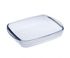San Ignacio Q3011 Fuente rectangular 39x25x7cm 3,8 litros borosilicato mediterráneo, Vidrio Templado